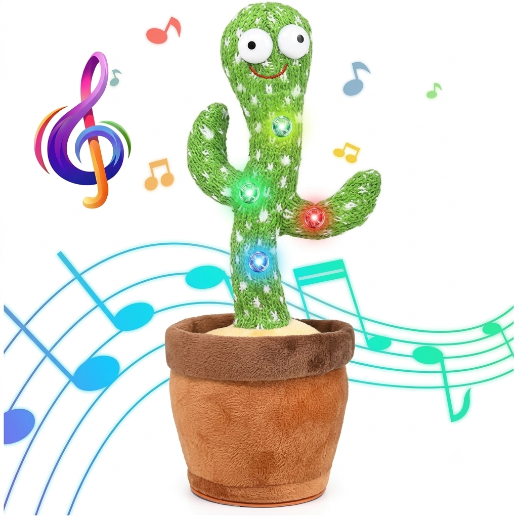 Talking & Dancing Cactus Toy | Singing, Dancing & Repeating Voice Plush Toy for Kids | Fun Interactive Cactus Toy