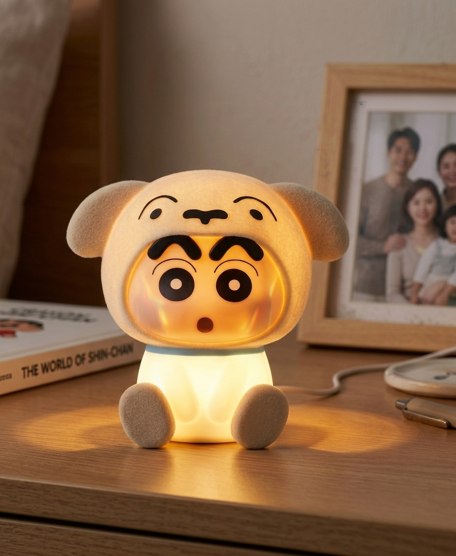 **Shin-chan Shiro LED Night Light Lamp | Cute Cartoon Character Bedside Lamp | Soft Glow Decorative Night Light for Kids & Bedroom**