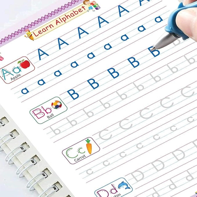 Reusable Magic Copy Books for Kids – Auto-Erase Handwriting Practice Set with Magic Pen & Refills